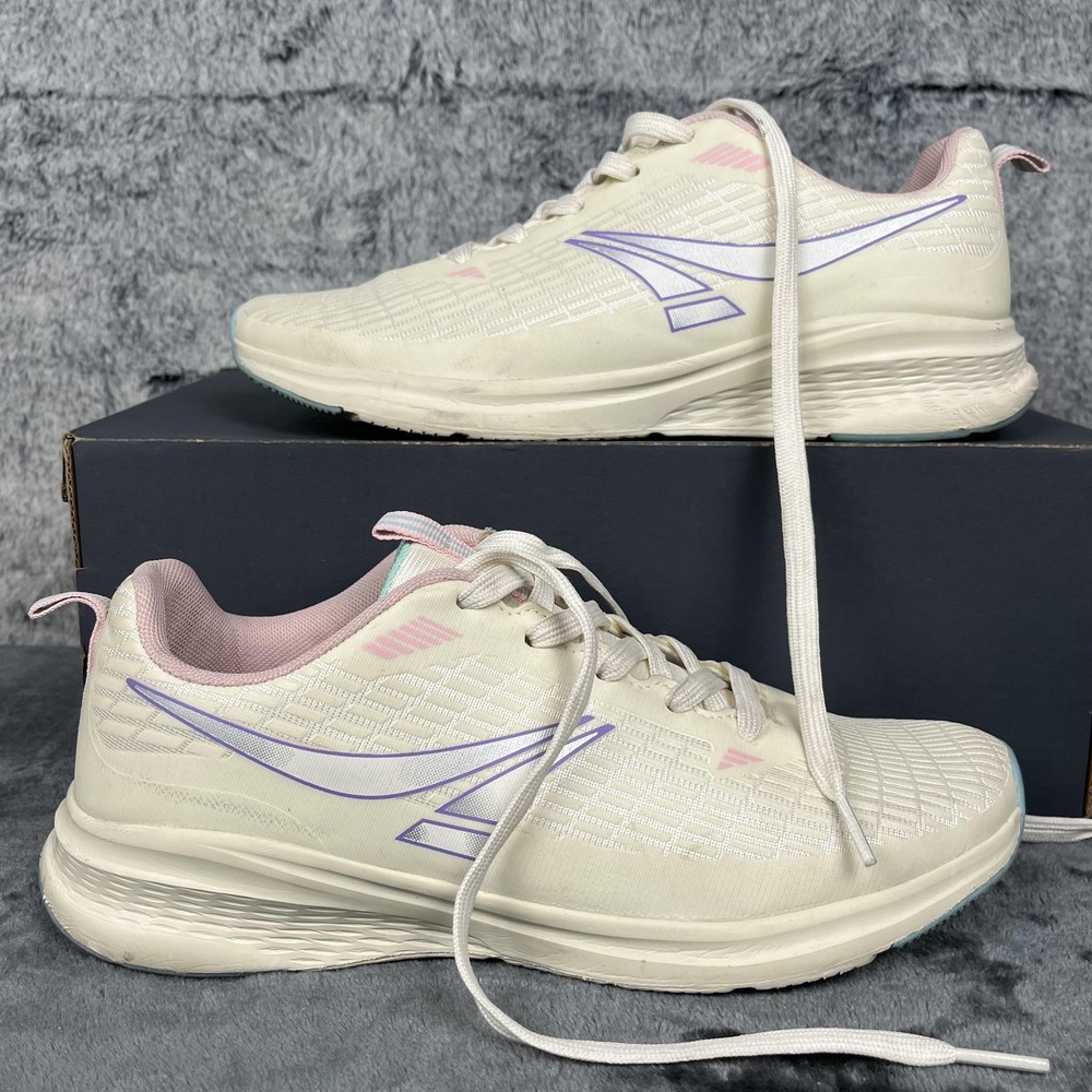 Crane Running Shoes Womens Size 6‎ White Pink Athletic Trainers Mesh Lightweight